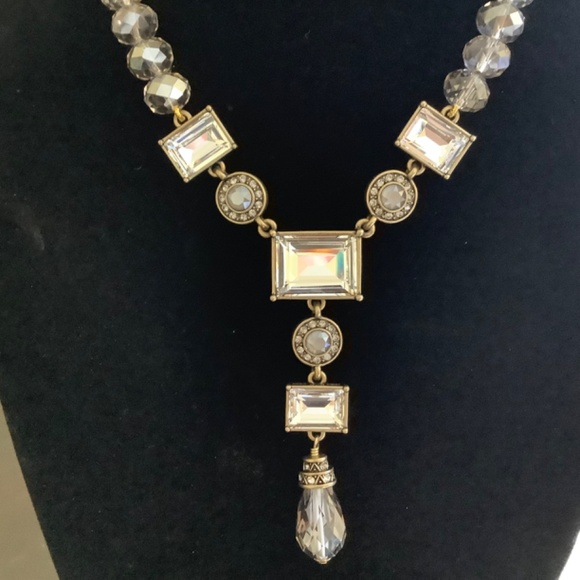 Heidi Daus Conscious Coupling Crystal Necklace & Bracelet Set Clear/ Hematite - Picture 10 of 13